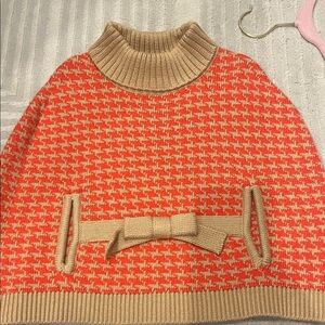 Janie and Jack Orange and Tan Cowl Neck Sweater